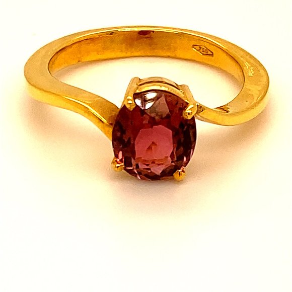 Red Tourmaline 2.06ct Solid 18K Yellow Gold Ring - Picture 1 of 6